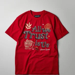 New All We Trust Is Us Short Sleeve Tee - Red Graphic Tees