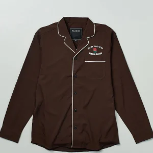 Fashion All We Trust Long Sleeve Woven Shirt - Brown Button Downs