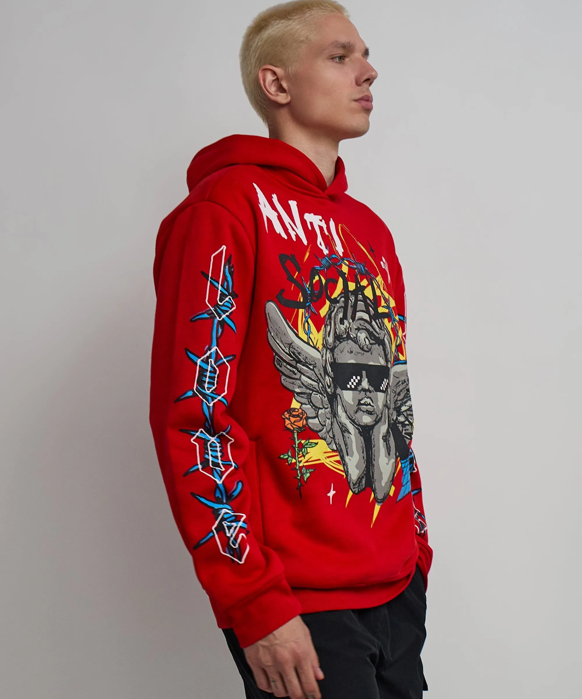 anti_social_cherub_graphic_print_hoodie__red_2.webp Cheap Anti Social Cherub Graphic Print Hoodie - Red Hoodies | Hoodies