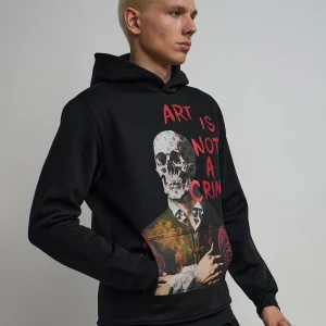 Best Sale Art Is Not A Crime Graphic Print Hoodie - Black Hoodies | Hoodies
