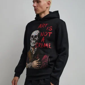 Best Sale Art Is Not A Crime Graphic Print Hoodie - Black Hoodies | Hoodies