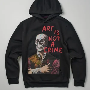 Best Sale Art Is Not A Crime Graphic Print Hoodie - Black Hoodies | Hoodies