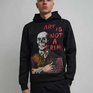 Best Sale Art Is Not A Crime Graphic Print Hoodie - Black Hoodies | Hoodies
