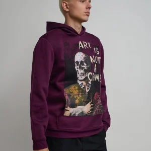 Cheap Art Is Not A Crime Graphic Print Hoodie - Burgundy Hoodies | Hoodies