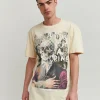 Hot Art Is Not A Crime Short Sleeve Graphic Print Tee - Khaki Graphic Tees