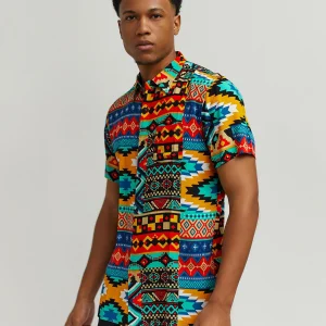 Clearance Aztec Print Short Sleeve Shirt Button Downs