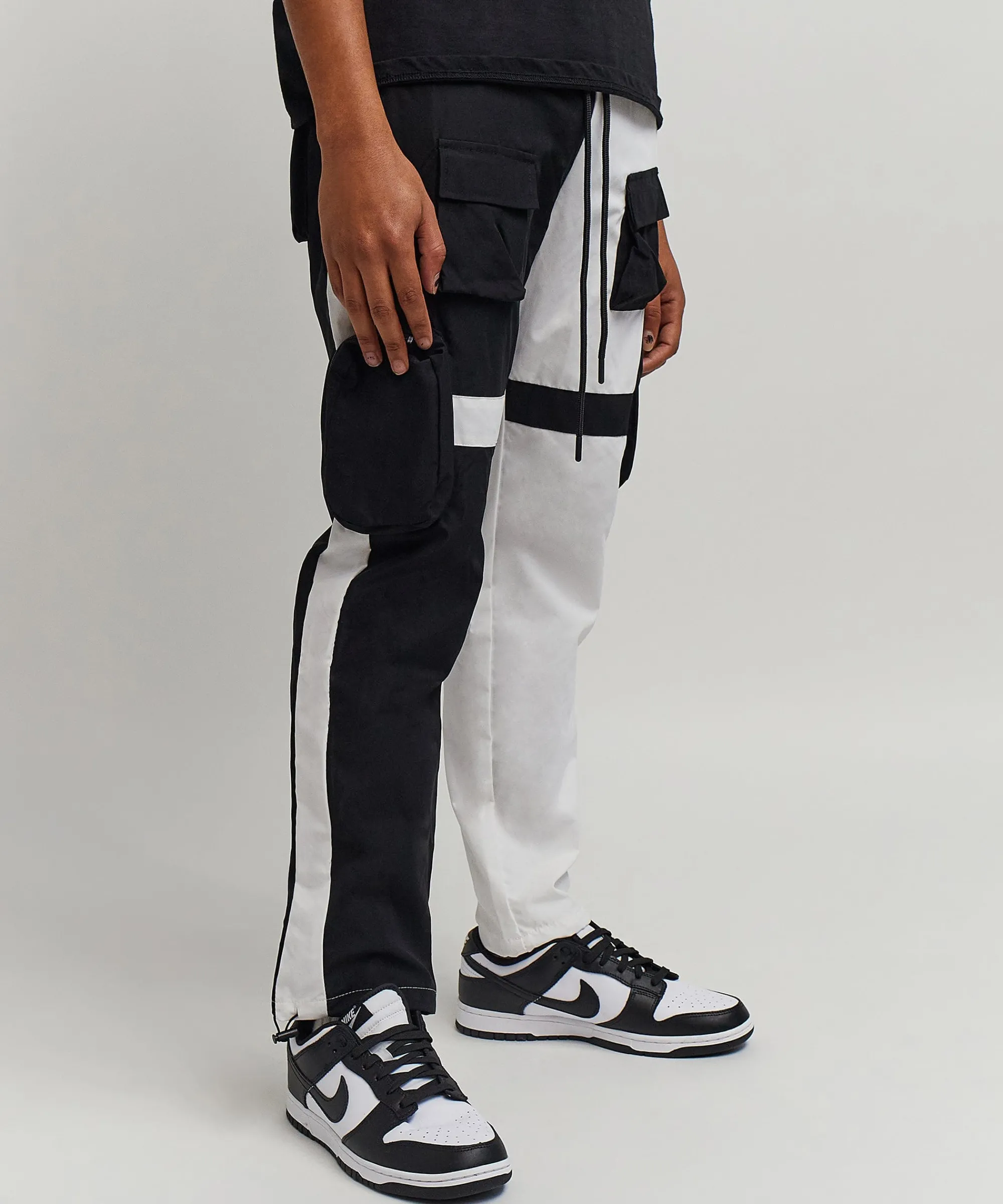 bader_cotton_twill_color_block_utility_joggers__blackwhite_2.webp Discount Bader Cotton Twill Color Block Utility Joggers - Black&White Shop All Bottoms | Cargo & Utility Pants