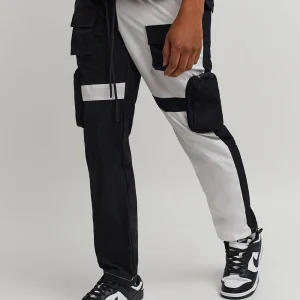 Discount Bader Cotton Twill Color Block Utility Joggers - Black&White Shop All Bottoms | Cargo & Utility Pants