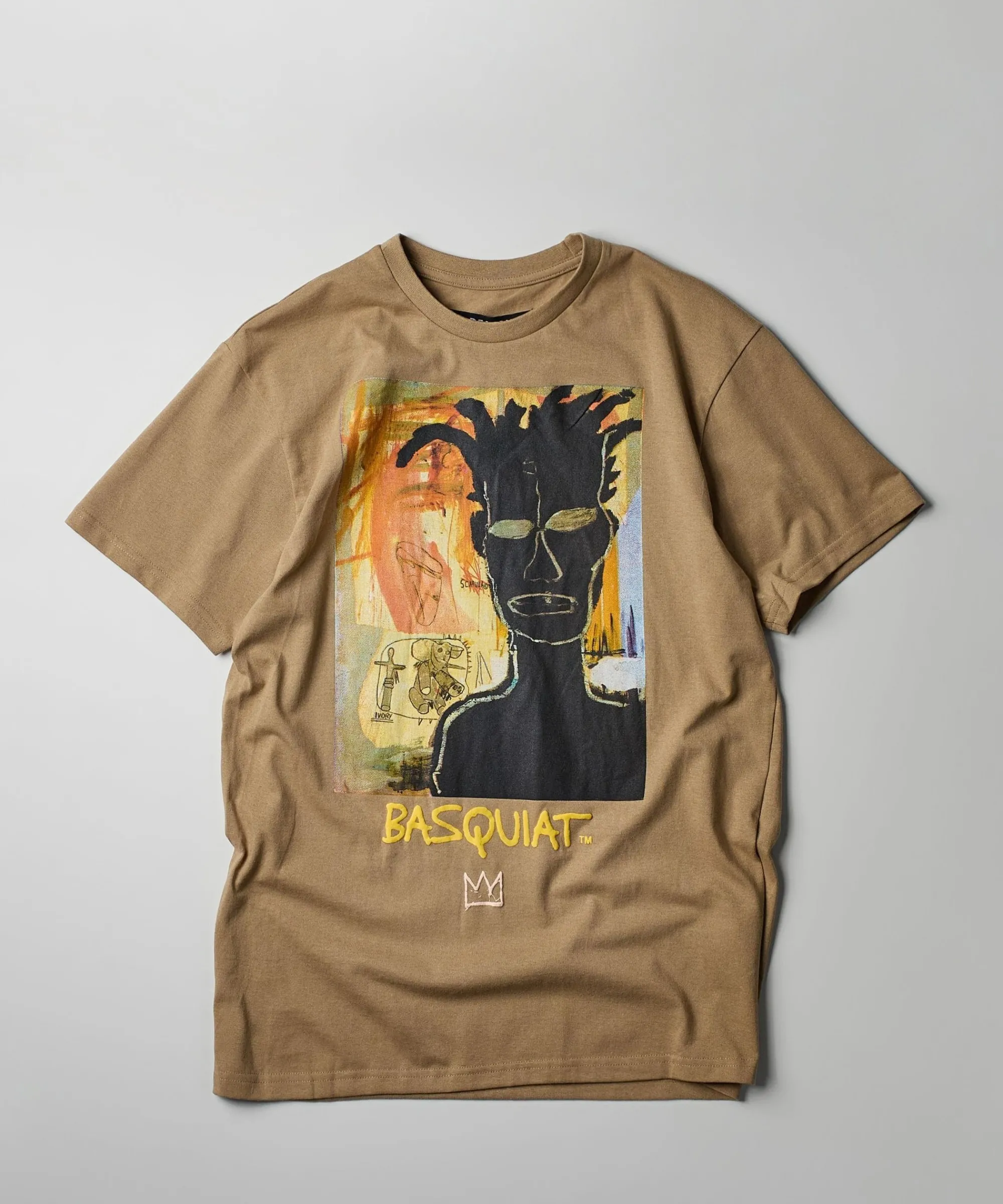 basquiat_self_portrait_short_sleeve_tee__khaki_0.webp Store Basquiat Self Portrait Short Sleeve Tee - Khaki Graphic Tees