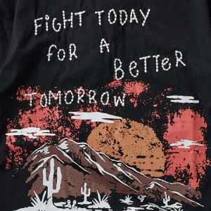 Hot Better Tomorrow Embroidered Short Sleeve Tee - Black Graphic Tees