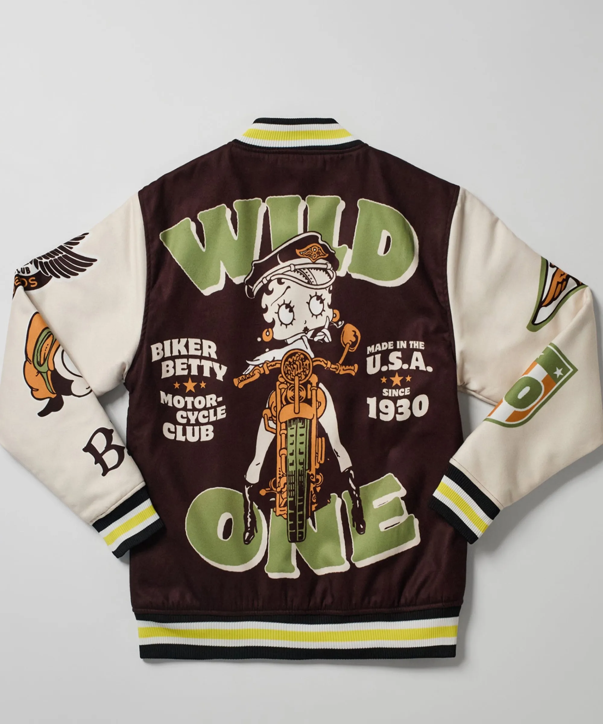 betty_boop_varsity_jacket__brown_2.webp Best Sale Betty Boop Varsity Jacket - Brown Varsity Jackets