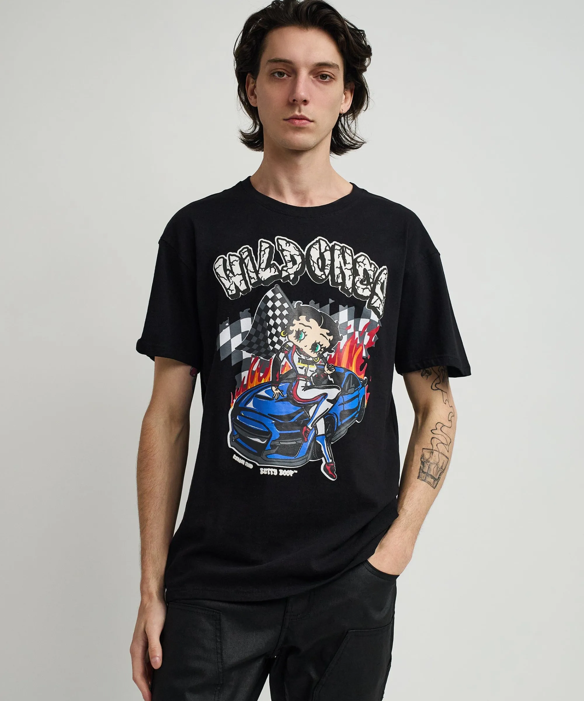 betty_boop_wild_ones_print_short_sleeve_tee__black_0-1.webp Best Sale Betty Boop Wild Ones Print Short Sleeve Tee - Black Graphic Tees
