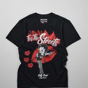 Online Betty Boop Wild Ones Print Short Sleeve Tee - Black Graphic Tees