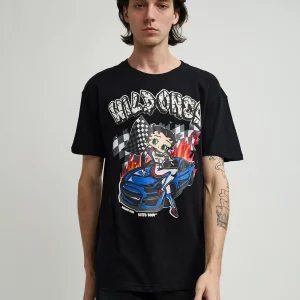 Best Sale Betty Boop Wild Ones Print Short Sleeve Tee - Black Graphic Tees