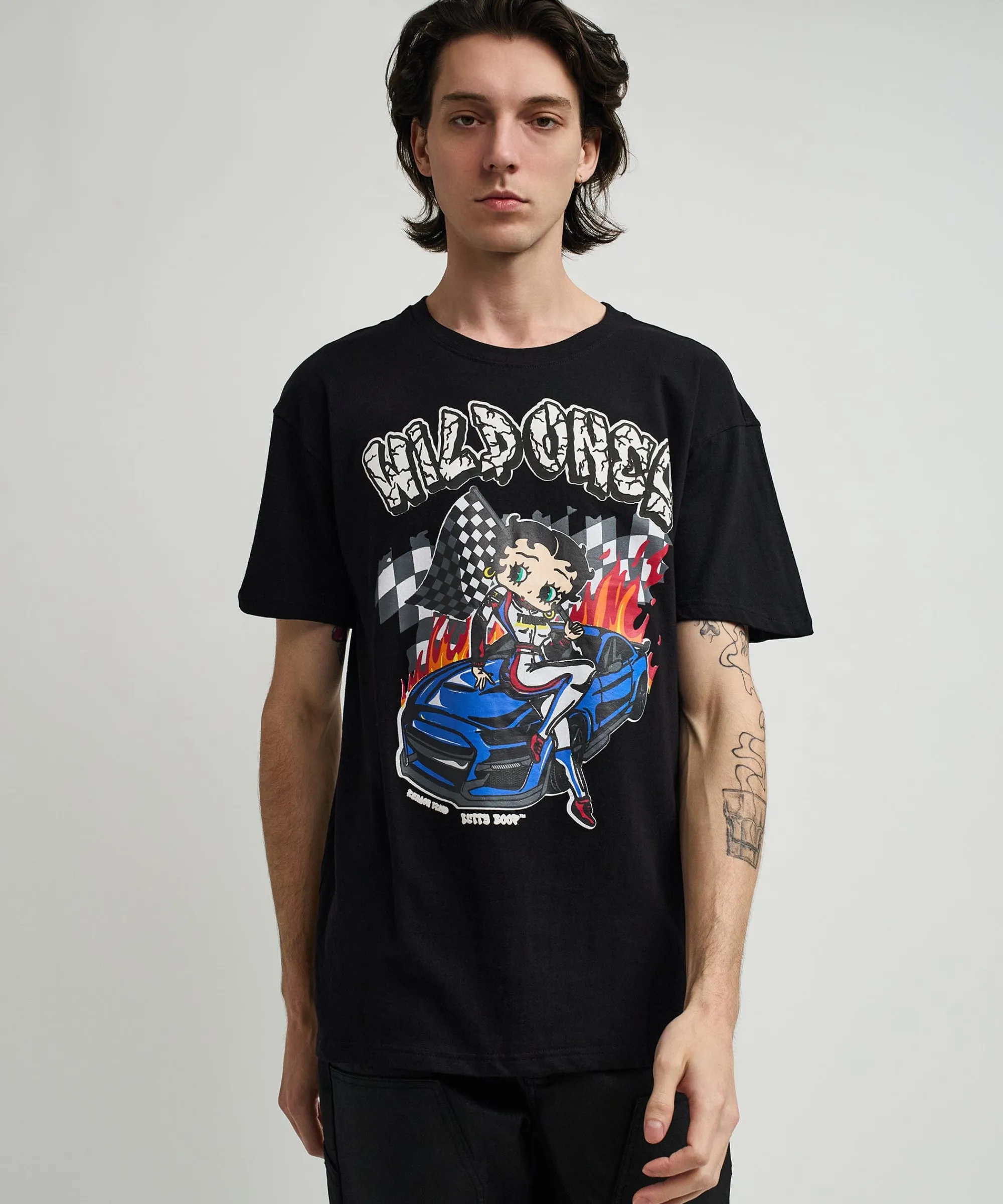 betty_boop_wild_ones_print_short_sleeve_tee__black_3.webp Best Sale Betty Boop Wild Ones Print Short Sleeve Tee - Black Graphic Tees