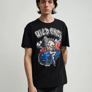 Best Sale Betty Boop Wild Ones Print Short Sleeve Tee - Black Graphic Tees