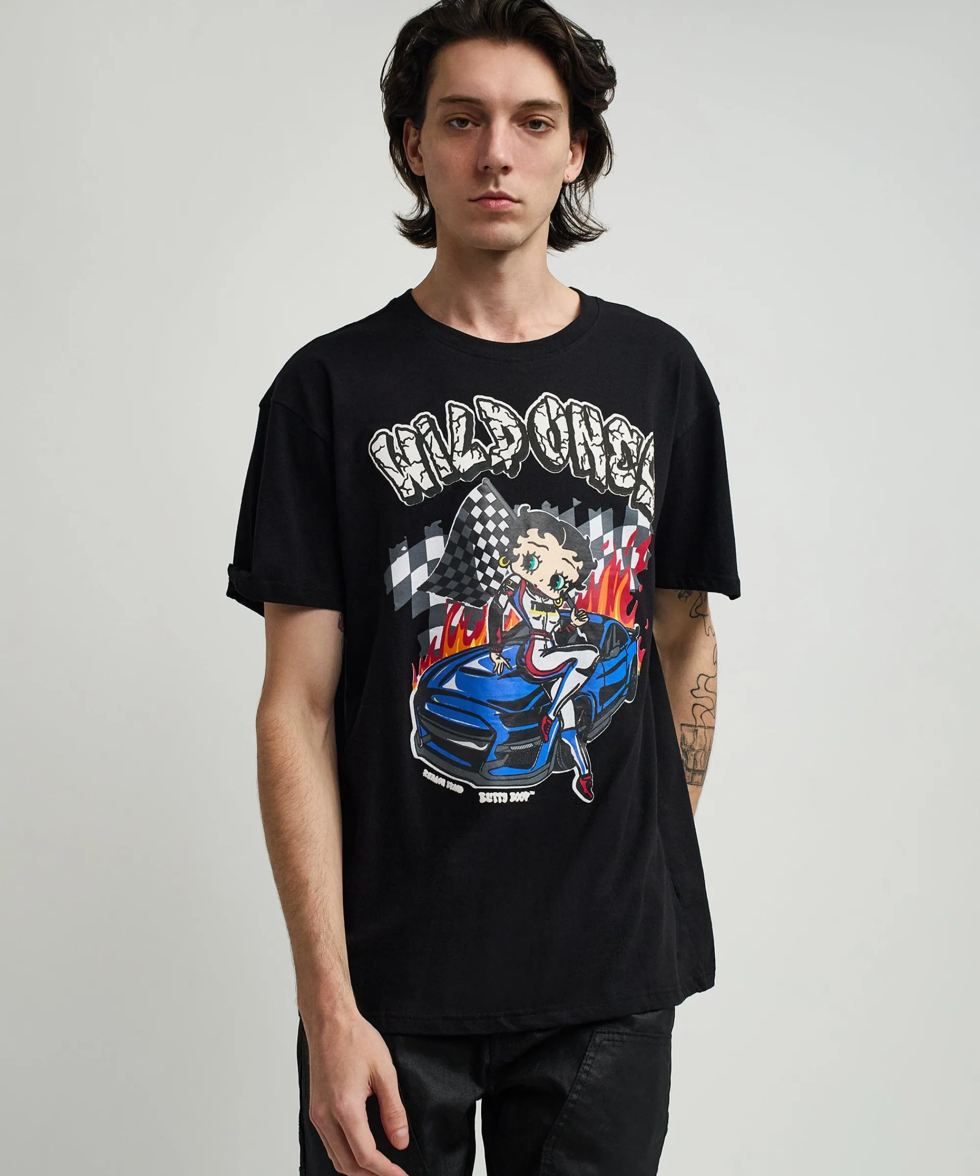 betty_boop_wild_ones_print_short_sleeve_tee__black_4.webp Best Sale Betty Boop Wild Ones Print Short Sleeve Tee - Black Graphic Tees