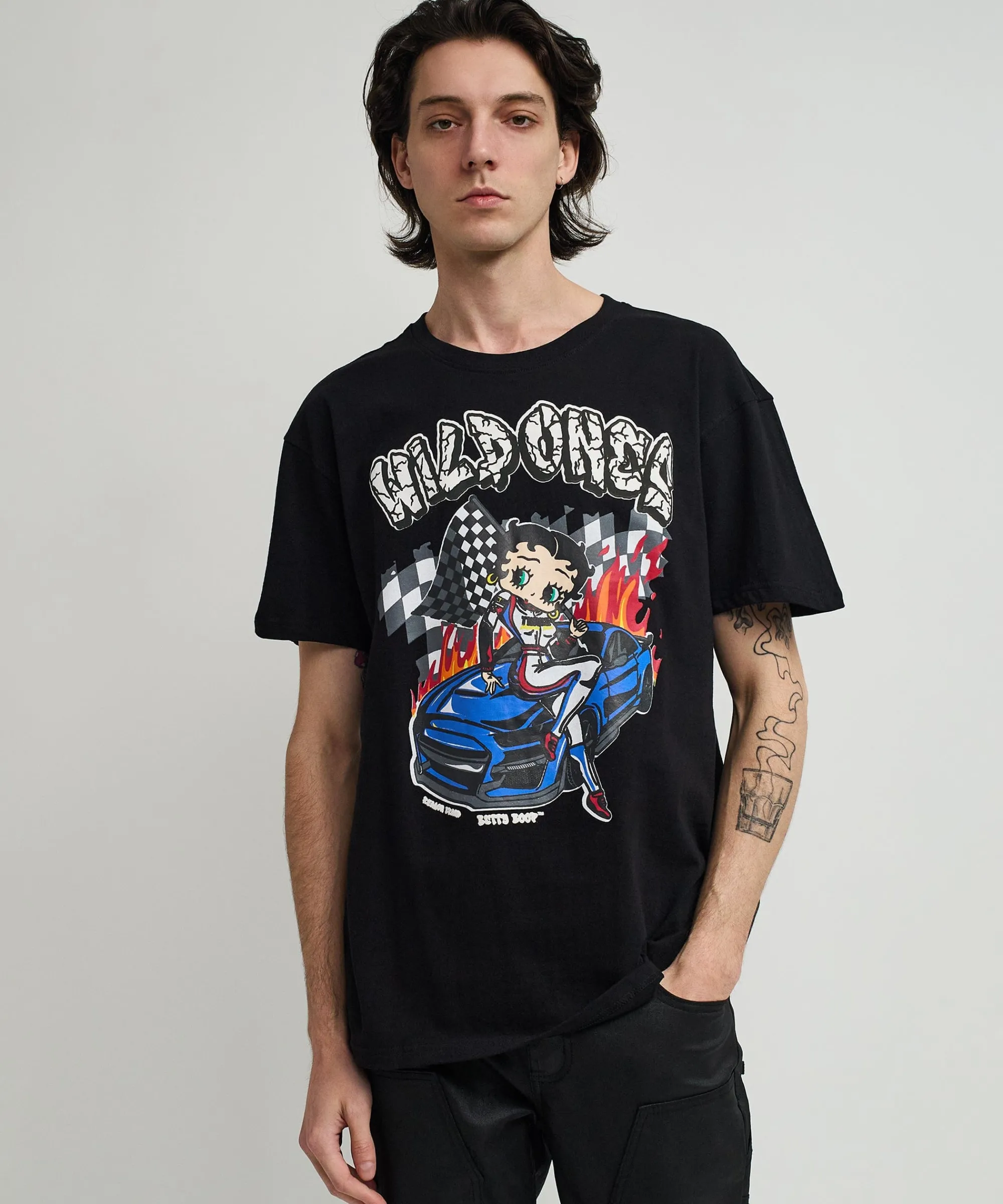 betty_boop_wild_ones_print_short_sleeve_tee__black_5.webp Best Sale Betty Boop Wild Ones Print Short Sleeve Tee - Black Graphic Tees