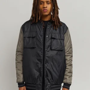 Store Black Out Nylon Bomber Jacket - Black Bomber Jackets | Varsity Jackets