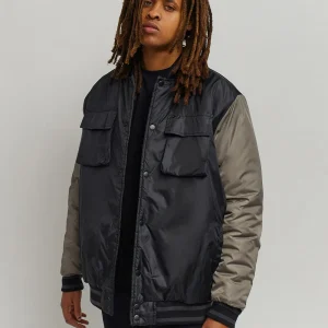 Store Black Out Nylon Bomber Jacket - Black Bomber Jackets | Varsity Jackets