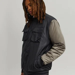Store Black Out Nylon Bomber Jacket - Black Bomber Jackets | Varsity Jackets
