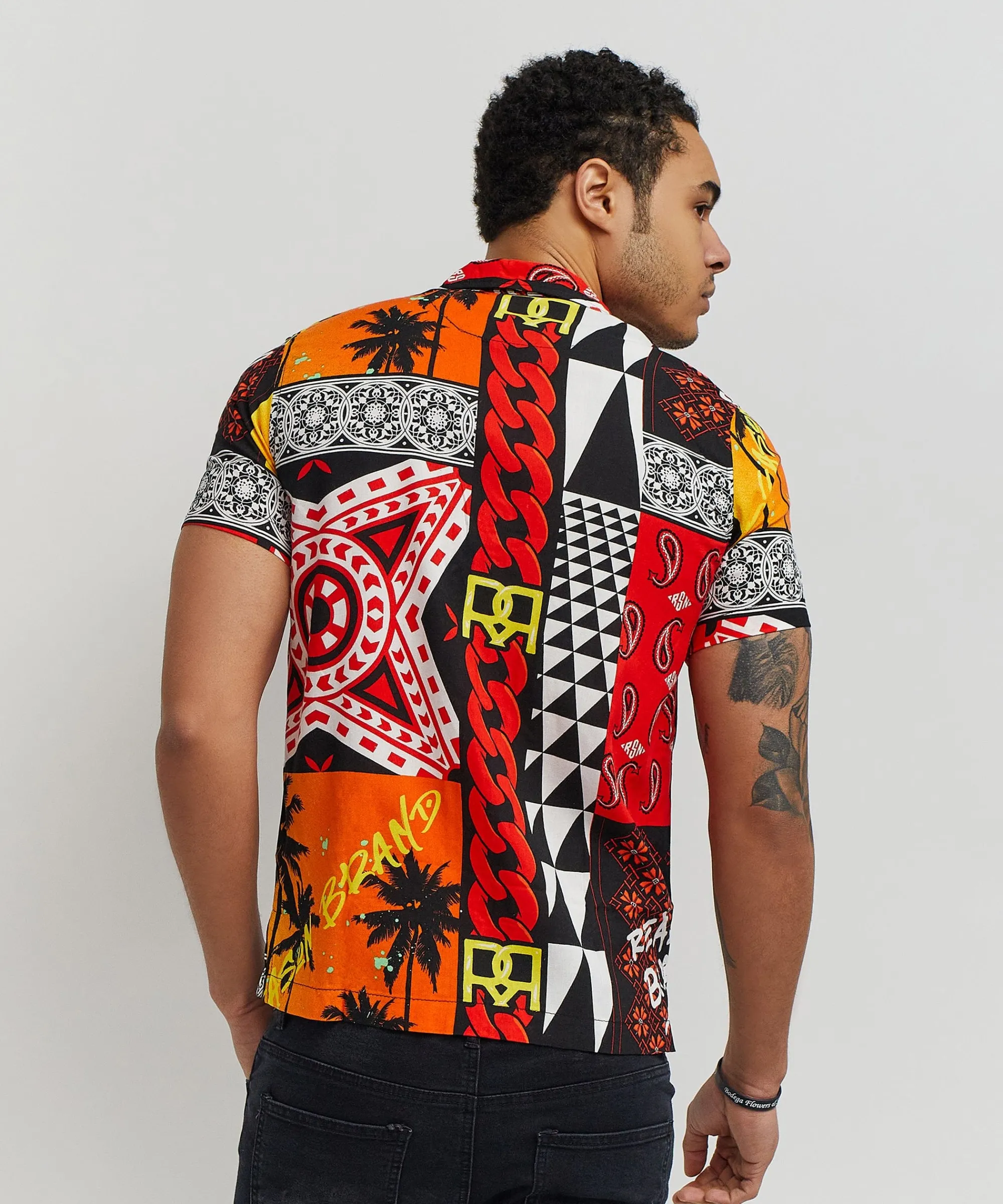 blaze_geometric_allover_print_short_sleeve_shirt_1.webp Best Blaze Geometric Allover Print Short Sleeve Shirt Button Downs