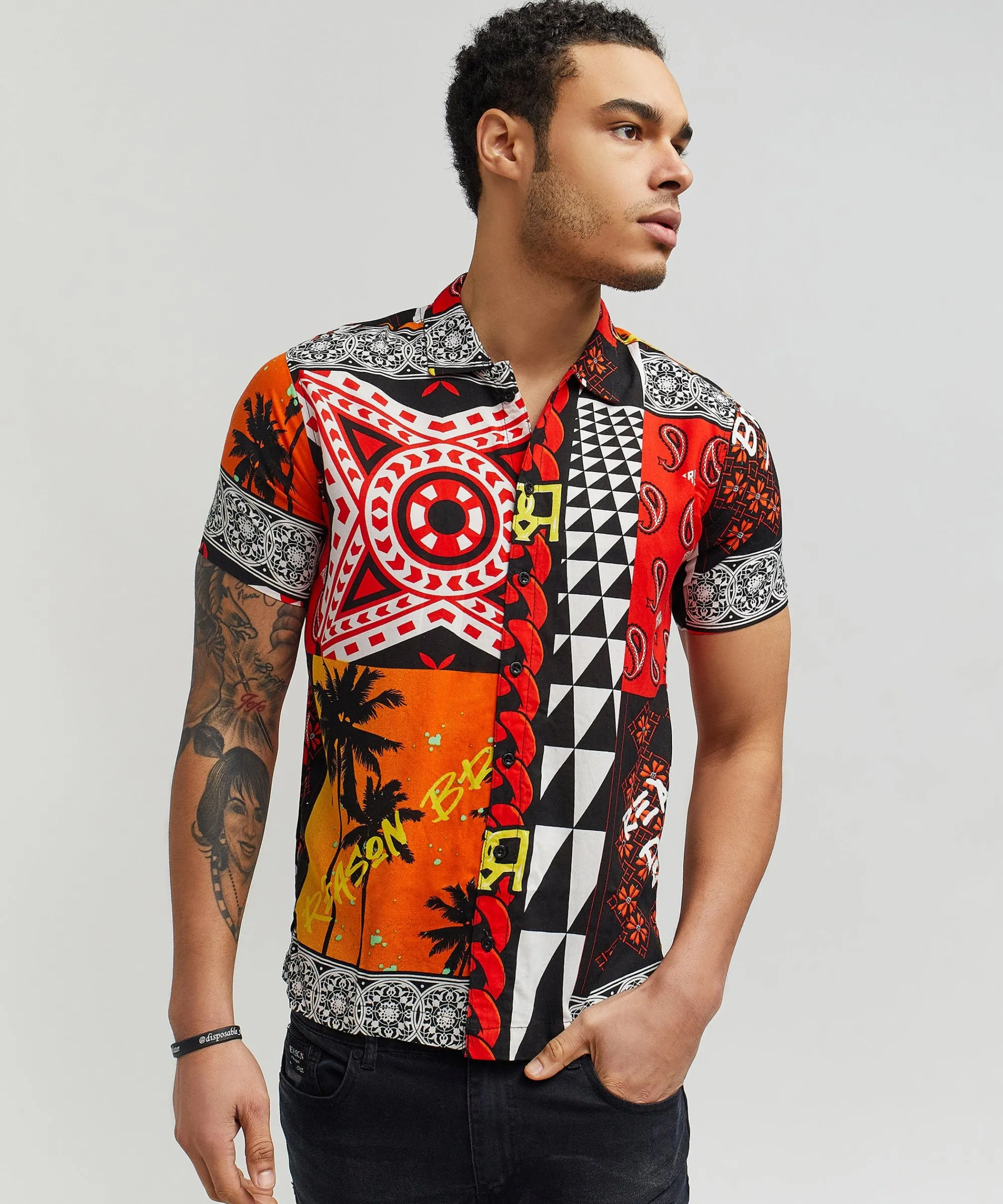 blaze_geometric_allover_print_short_sleeve_shirt_2.webp Best Blaze Geometric Allover Print Short Sleeve Shirt Button Downs