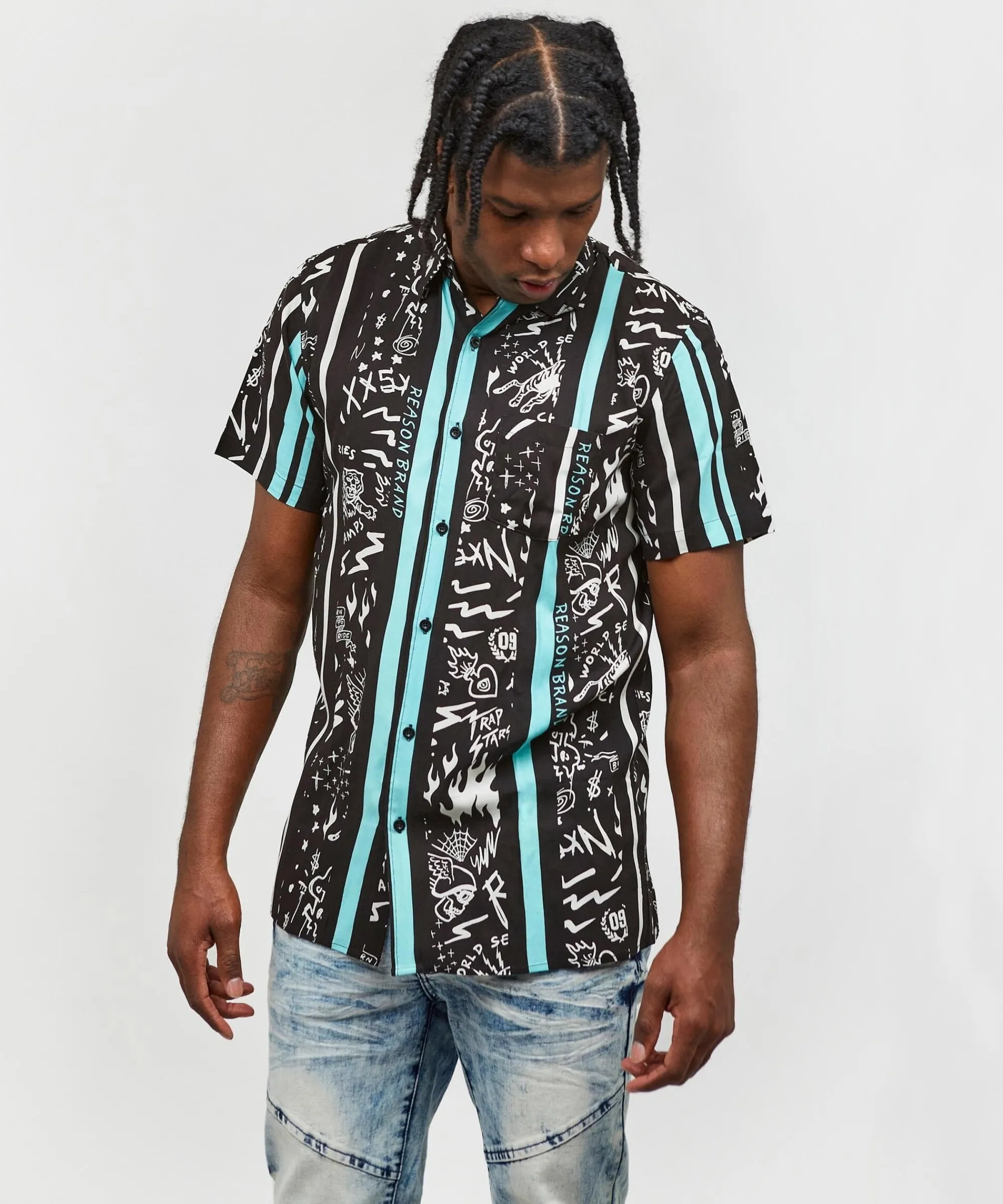 blurry_allover_print_short_sleeve_shirt_0.webp Cheap Blurry Allover Print Short Sleeve Shirt Button Downs