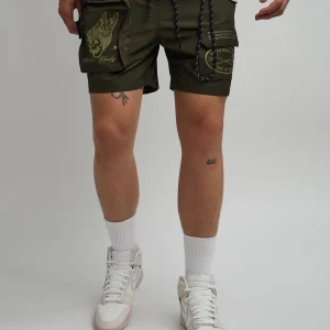 Sale Bridges Utility Cargo Stretch Tech Nylon Shorts - Green Shop All Bottoms | Shorts