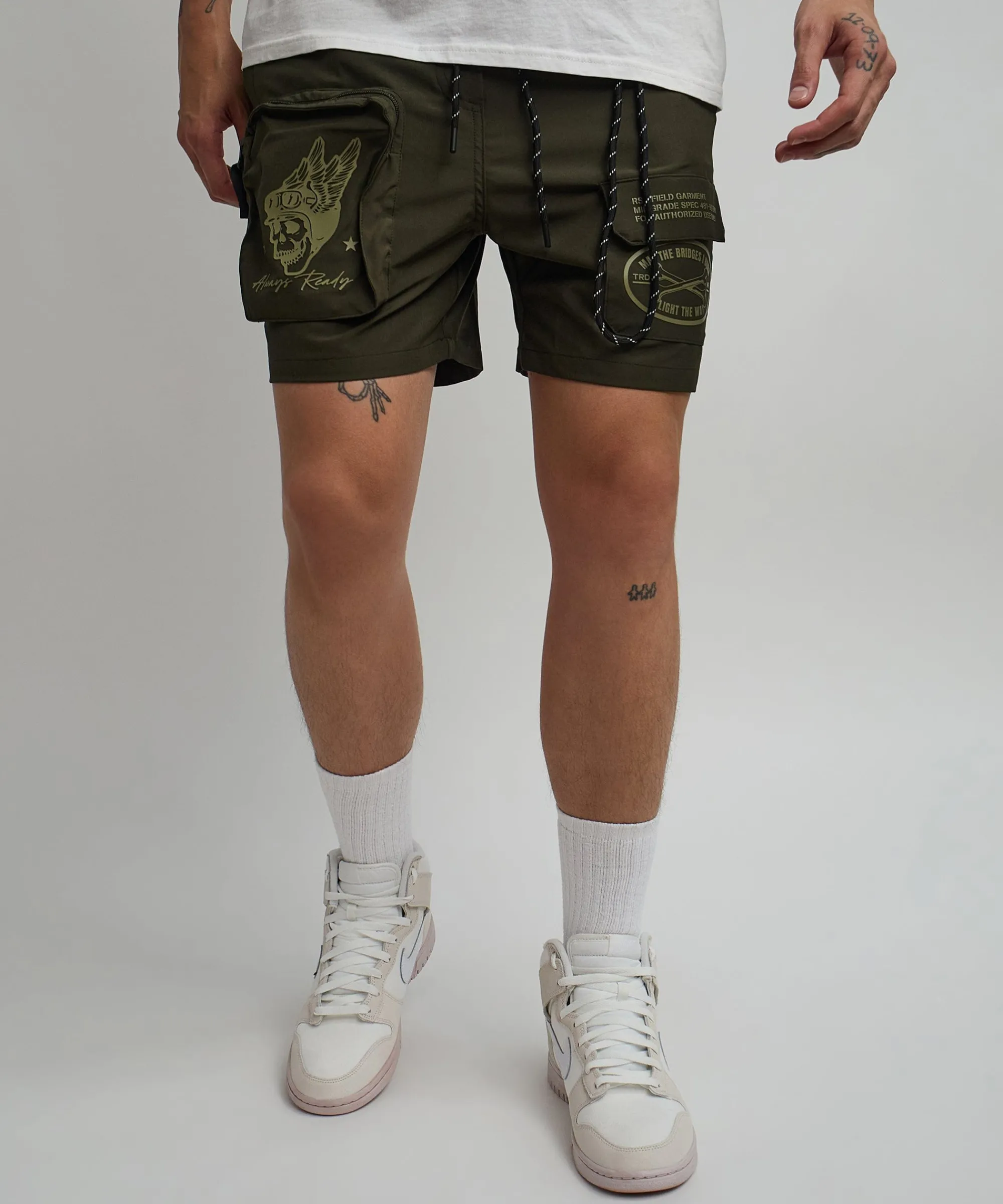bridges_utility_cargo_stretch_tech_nylon_shorts__green_0.webp Sale Bridges Utility Cargo Stretch Tech Nylon Shorts - Green Shop All Bottoms | Shorts
