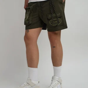 Sale Bridges Utility Cargo Stretch Tech Nylon Shorts - Green Shop All Bottoms | Shorts