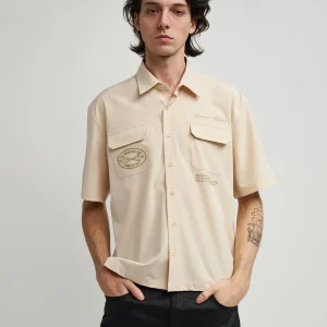Best Sale Bridges Utility Stretch Tech Cargo Short Sleeve Shirt - Cream Button Downs