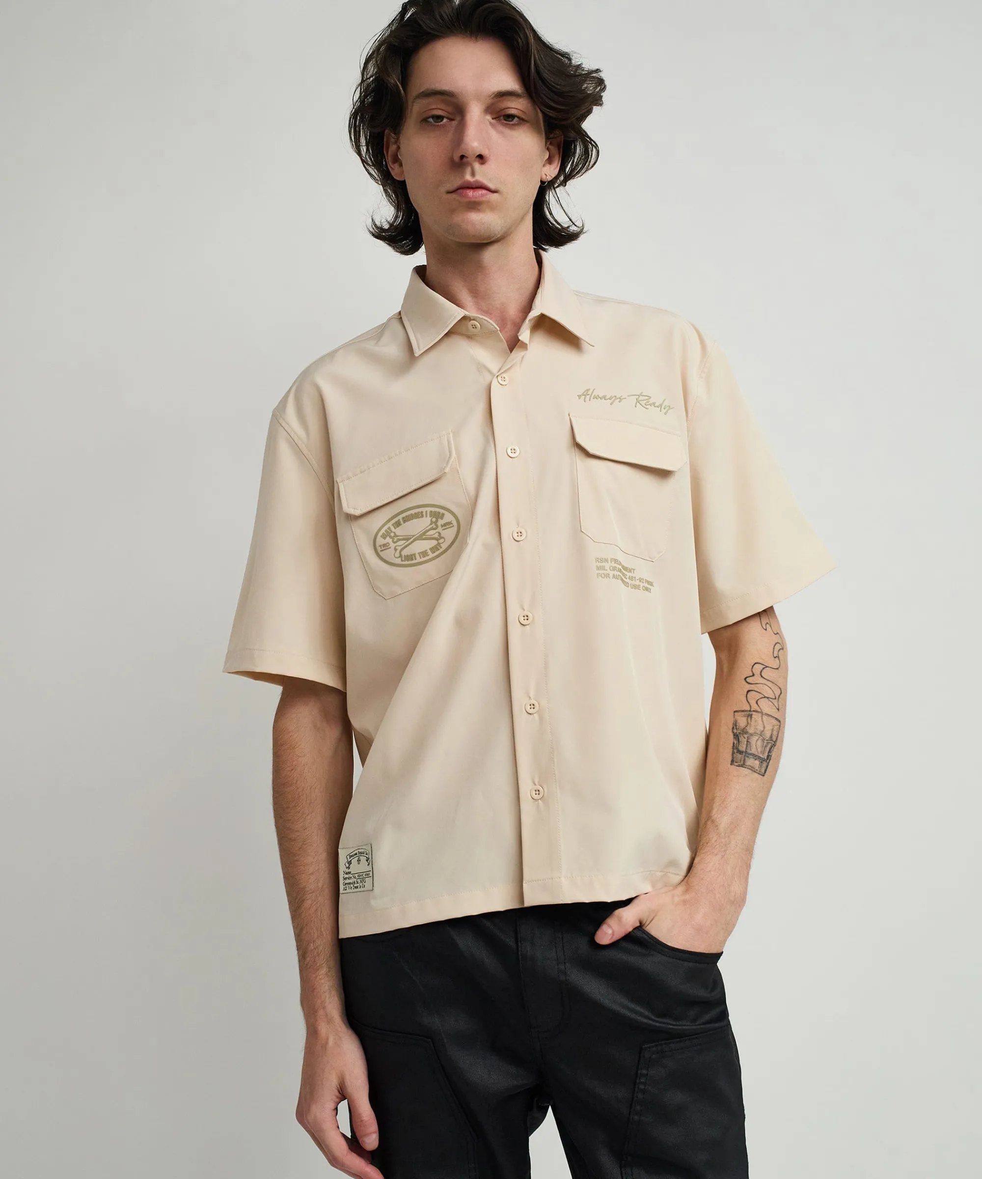 bridges_utility_stretch_tech_cargo_short_sleeve_shirt__cream_4.webp Best Sale Bridges Utility Stretch Tech Cargo Short Sleeve Shirt - Cream Button Downs