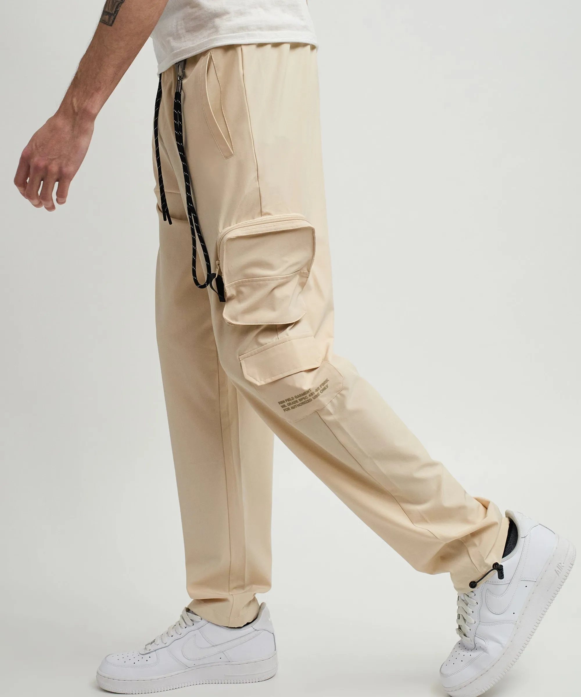 bridges_utility_stretch_tech_nylon_cargo_pants__cream_2.webp Store Bridges Utility Stretch Tech Nylon Cargo Pants - Cream Shop All Bottoms | Cargo & Utility Pants