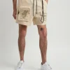 Sale Bridges Utility Stretch Tech Nylon Cargo Shorts - Cream Shop All Bottoms | Shorts