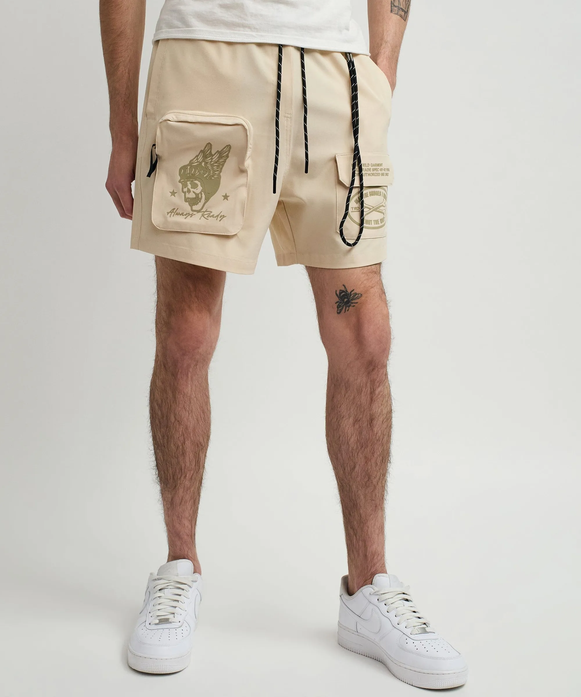 bridges_utility_stretch_tech_nylon_cargo_shorts__cream_0.webp Sale Bridges Utility Stretch Tech Nylon Cargo Shorts - Cream Shop All Bottoms | Shorts