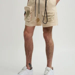 Sale Bridges Utility Stretch Tech Nylon Cargo Shorts - Cream Shop All Bottoms | Shorts
