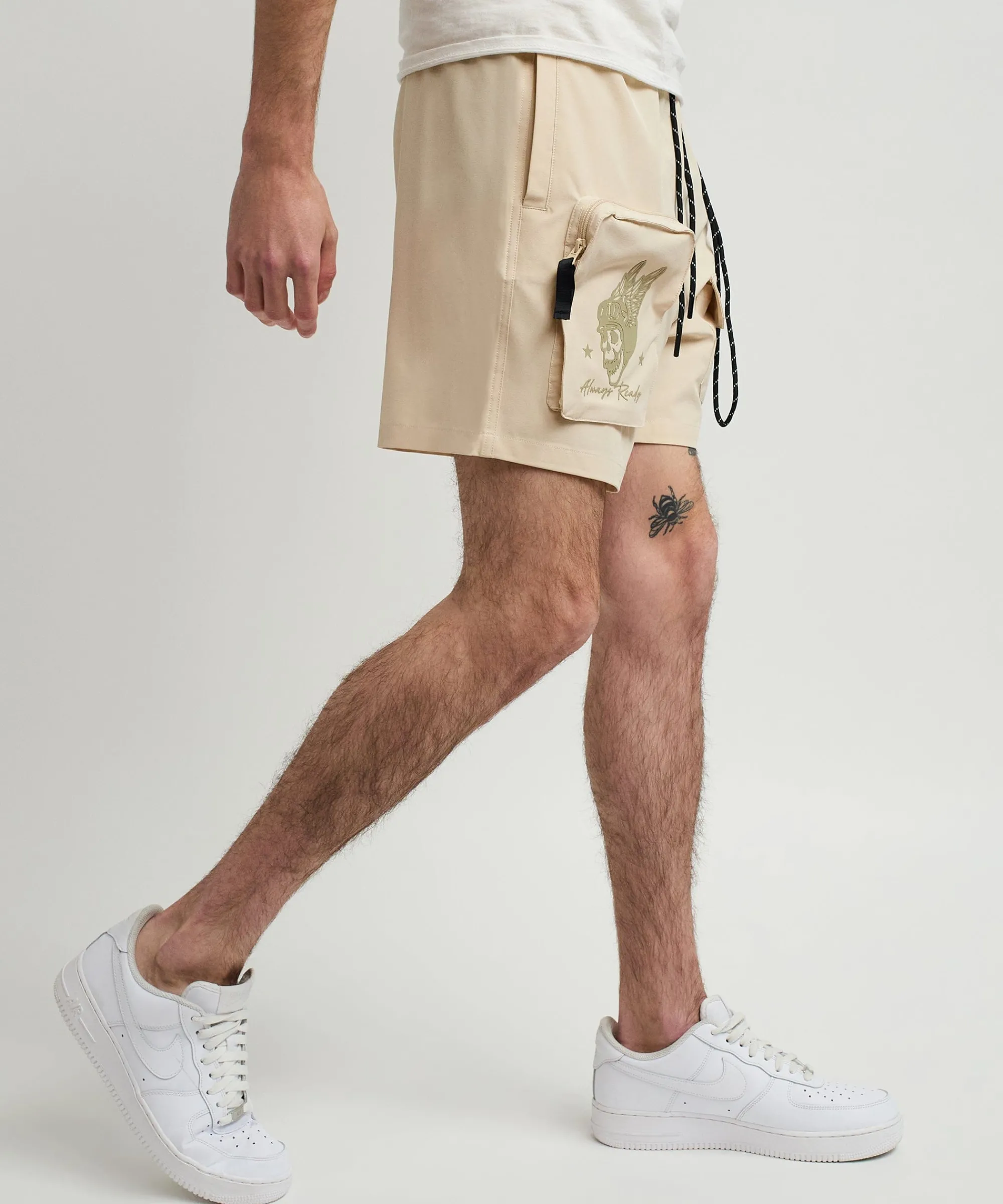 bridges_utility_stretch_tech_nylon_cargo_shorts__cream_3.webp Sale Bridges Utility Stretch Tech Nylon Cargo Shorts - Cream Shop All Bottoms | Shorts