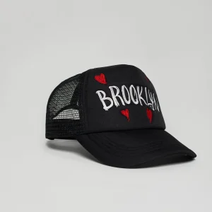 Fashion Brooklyn Embroidery Trucker Hat - Black Hats