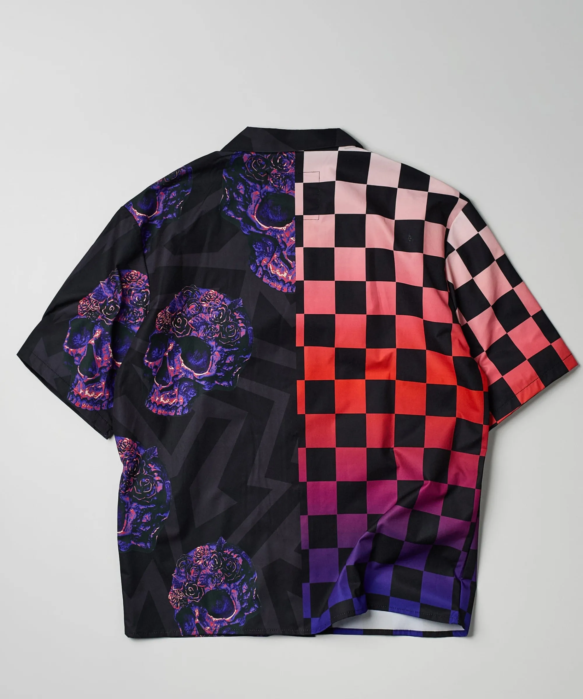 checkers_and_skulls_split_woven_short_sleeve_shirt_2.webp New Checkers And Skulls Split Woven Short Sleeve Shirt Button Downs