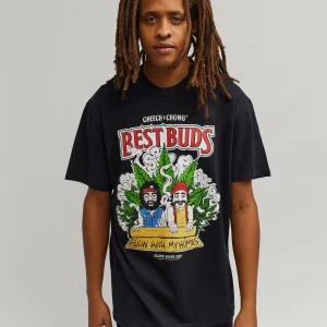 Discount Cheech & Chong Best Buds Short Sleeve Tee - Black Graphic Tees
