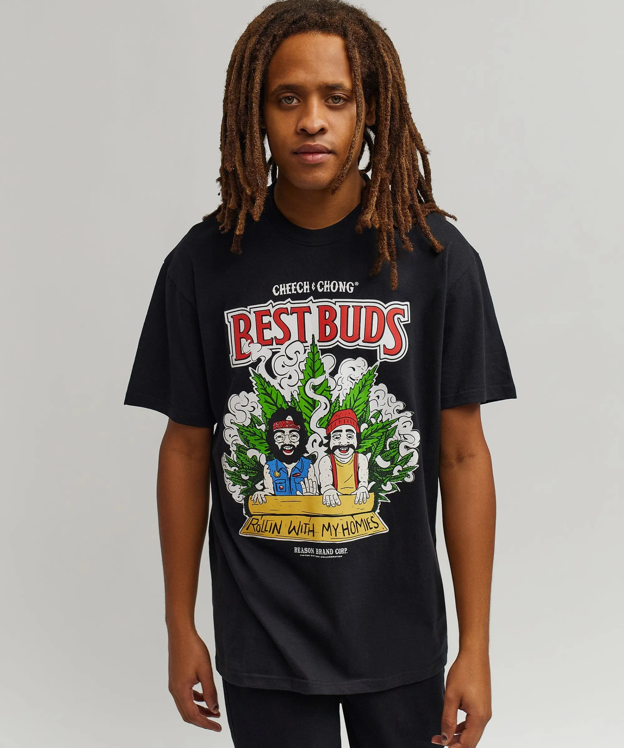 cheech__chong_best_buds_short_sleeve_tee__black_3.webp Discount Cheech & Chong Best Buds Short Sleeve Tee - Black Graphic Tees