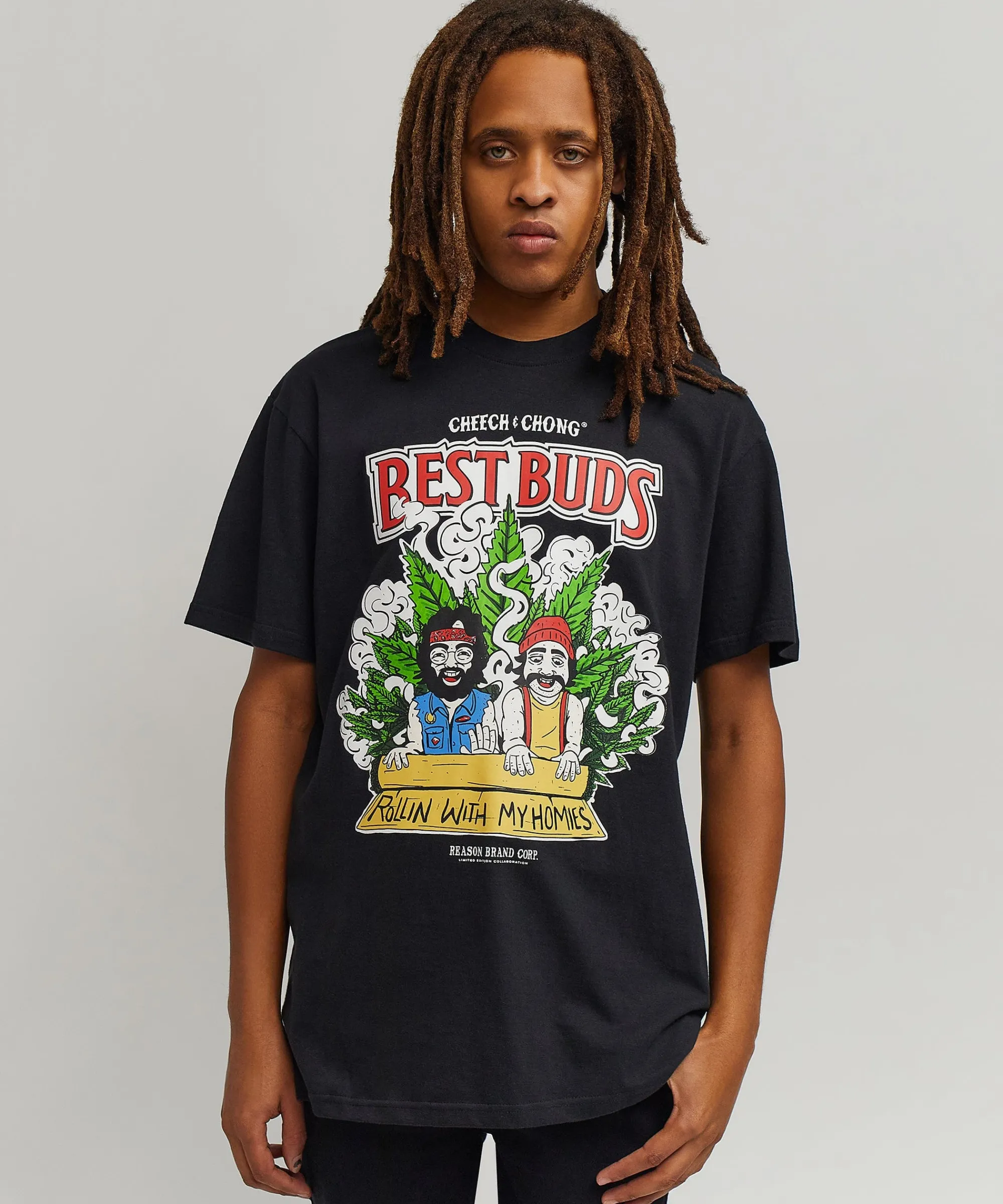 cheech__chong_best_buds_short_sleeve_tee__black_5.webp Discount Cheech & Chong Best Buds Short Sleeve Tee - Black Graphic Tees