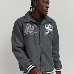 Outlet Cherub Varsity Jacket - Grey Varsity Jackets