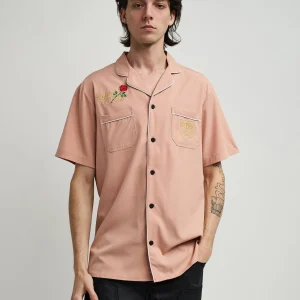 Clearance Clubmaster Short Sleeve Embroidered Button Down Shirt - Sand Button Downs