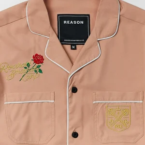 Clearance Clubmaster Short Sleeve Embroidered Button Down Shirt - Sand Button Downs