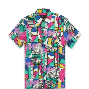 Hot Compose Allover Geometric Print Short Sleeve Shirt Button Downs