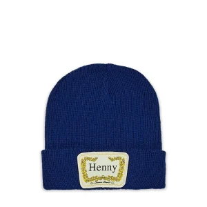 New Cozy Henny Embroidered Patch Beanie - Navy Hats | Beanies