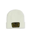 New Cozy Henny Embroidered Patch Beanie - White Beanies | Hats
