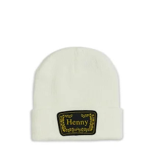 New Cozy Henny Embroidered Patch Beanie - White Beanies | Hats